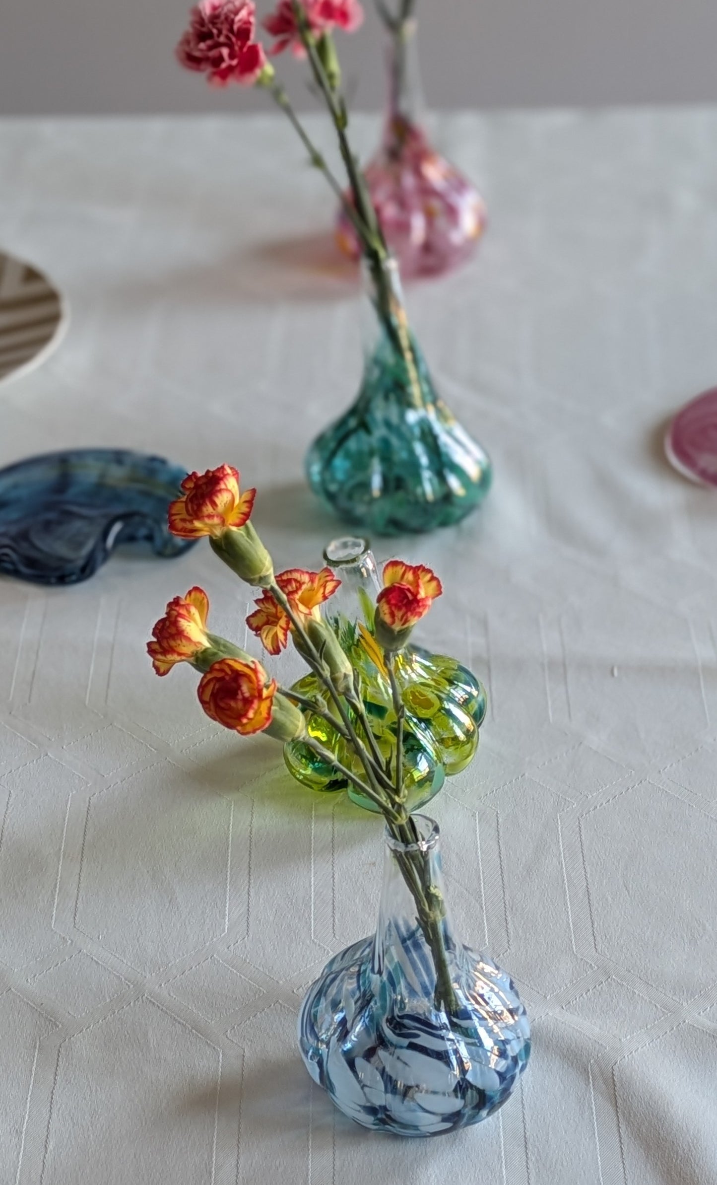 Blue Hand-Blown Glass Mini Garlic Vase – Unique Artisan Decor