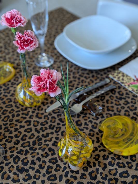Yellow Hand-Blown Glass Mini Garlic Vase – Unique Artisan Decor