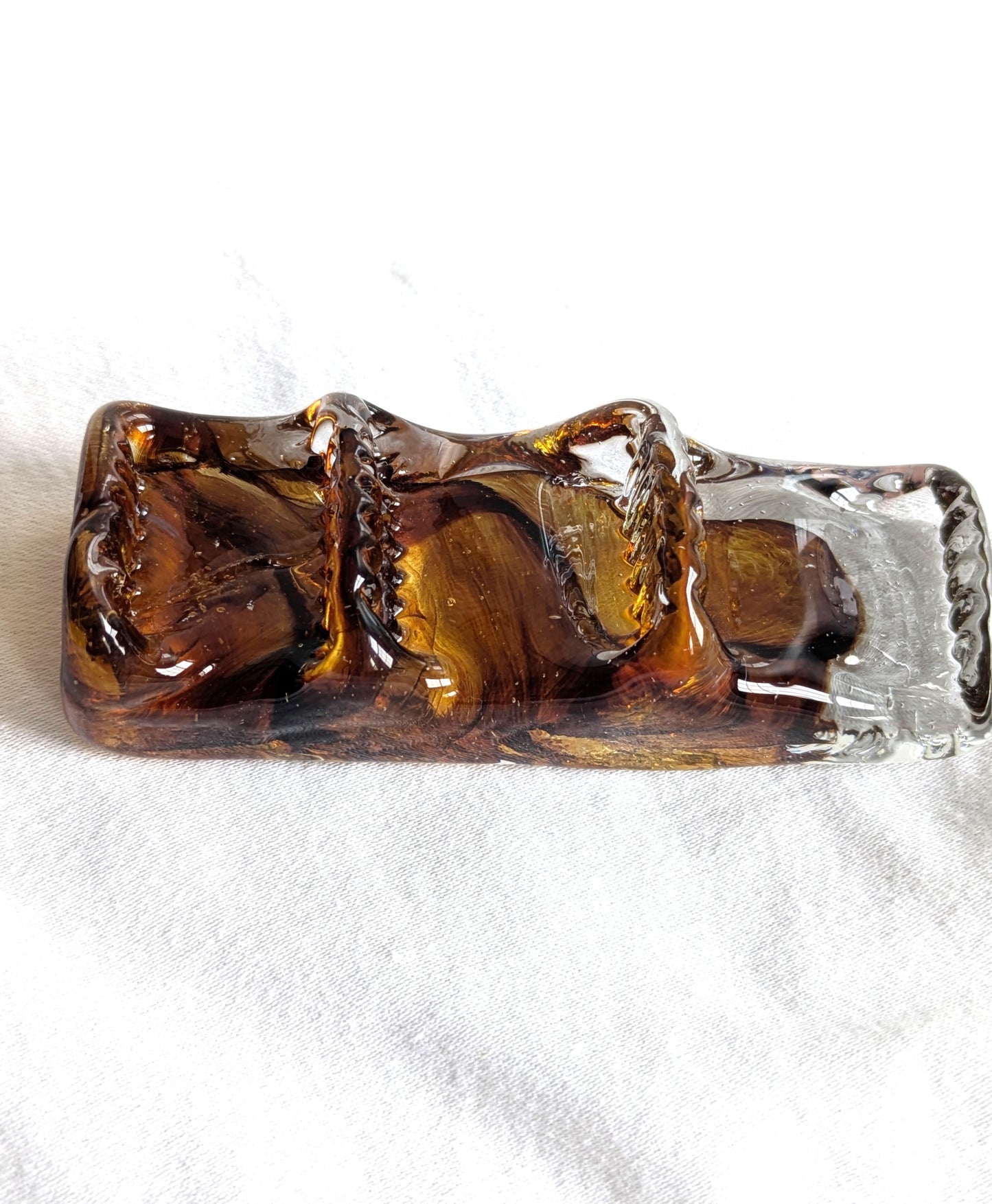Brown Hand-Blown Glass Silverware Holder – Elegant Artisan Dining Decor