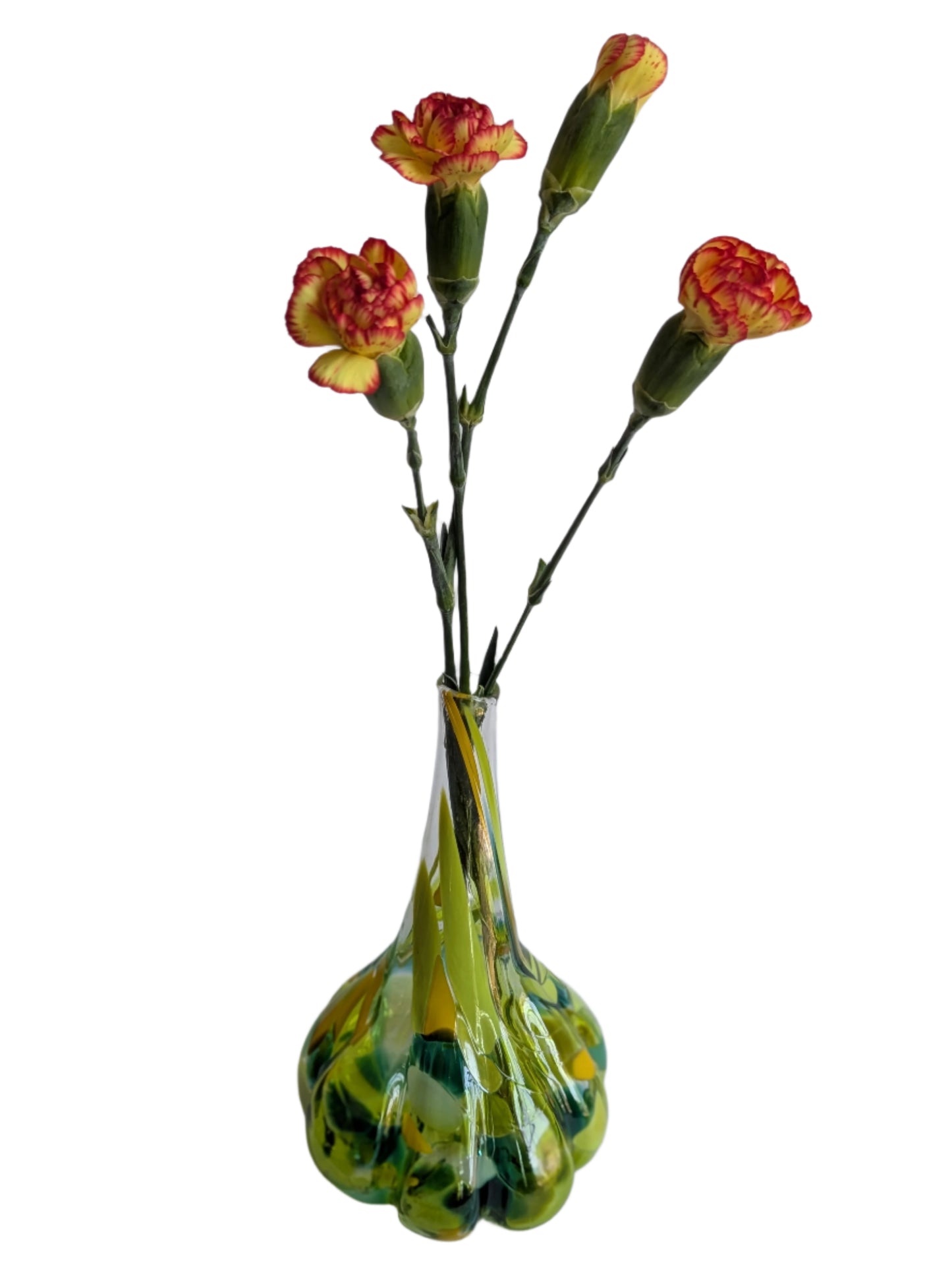 Green Hand-Blown Glass Mini Garlic Vase – Unique Artisan Decor