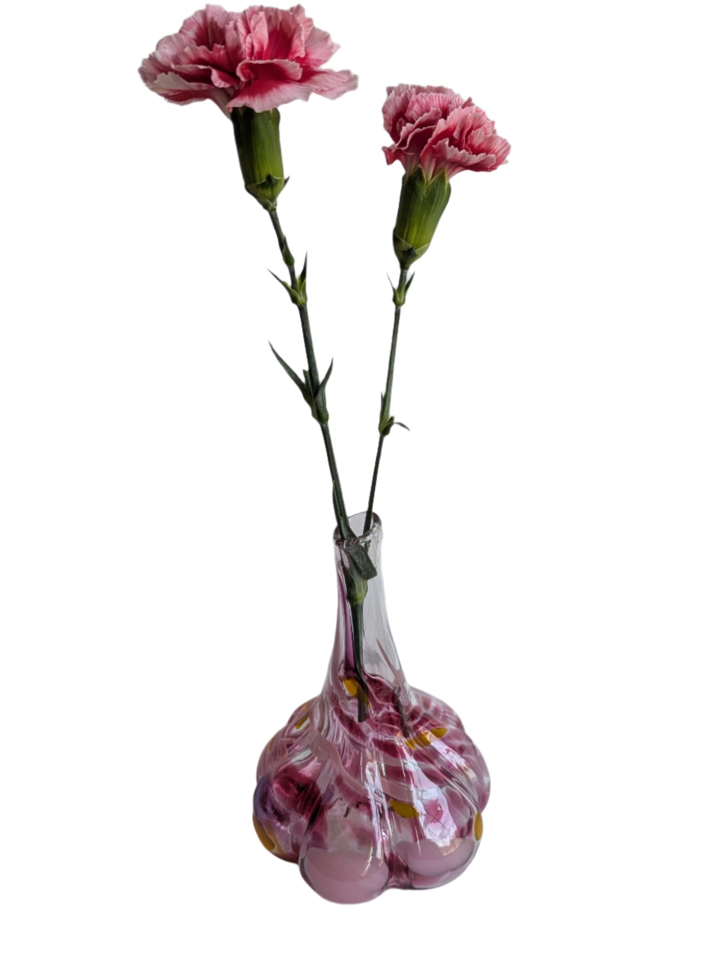 Pink Hand-Blown Glass Mini Garlic Vase – Unique Artisan Decor