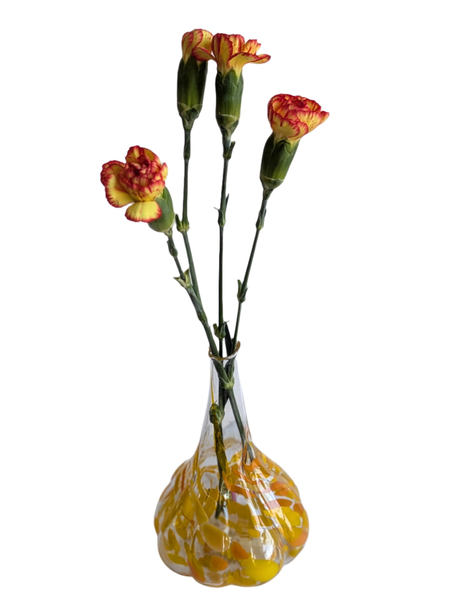 Yellow Hand-Blown Glass Mini Garlic Vase – Unique Artisan Decor