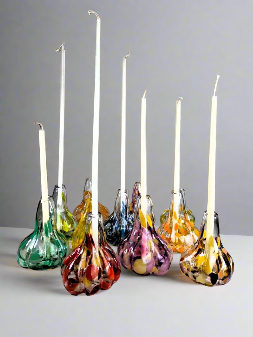 Blue Hand-Blown Glass Mini Garlic  Vase – Unique Artisan Decor