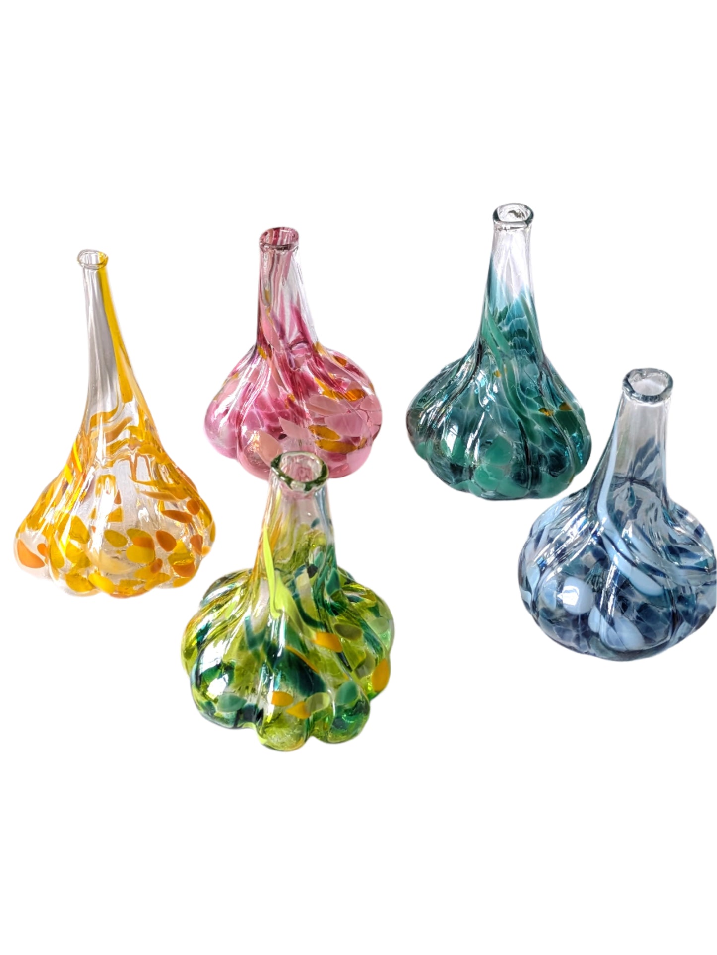 Blue Hand-Blown Glass Mini Garlic  Vase – Unique Artisan Decor