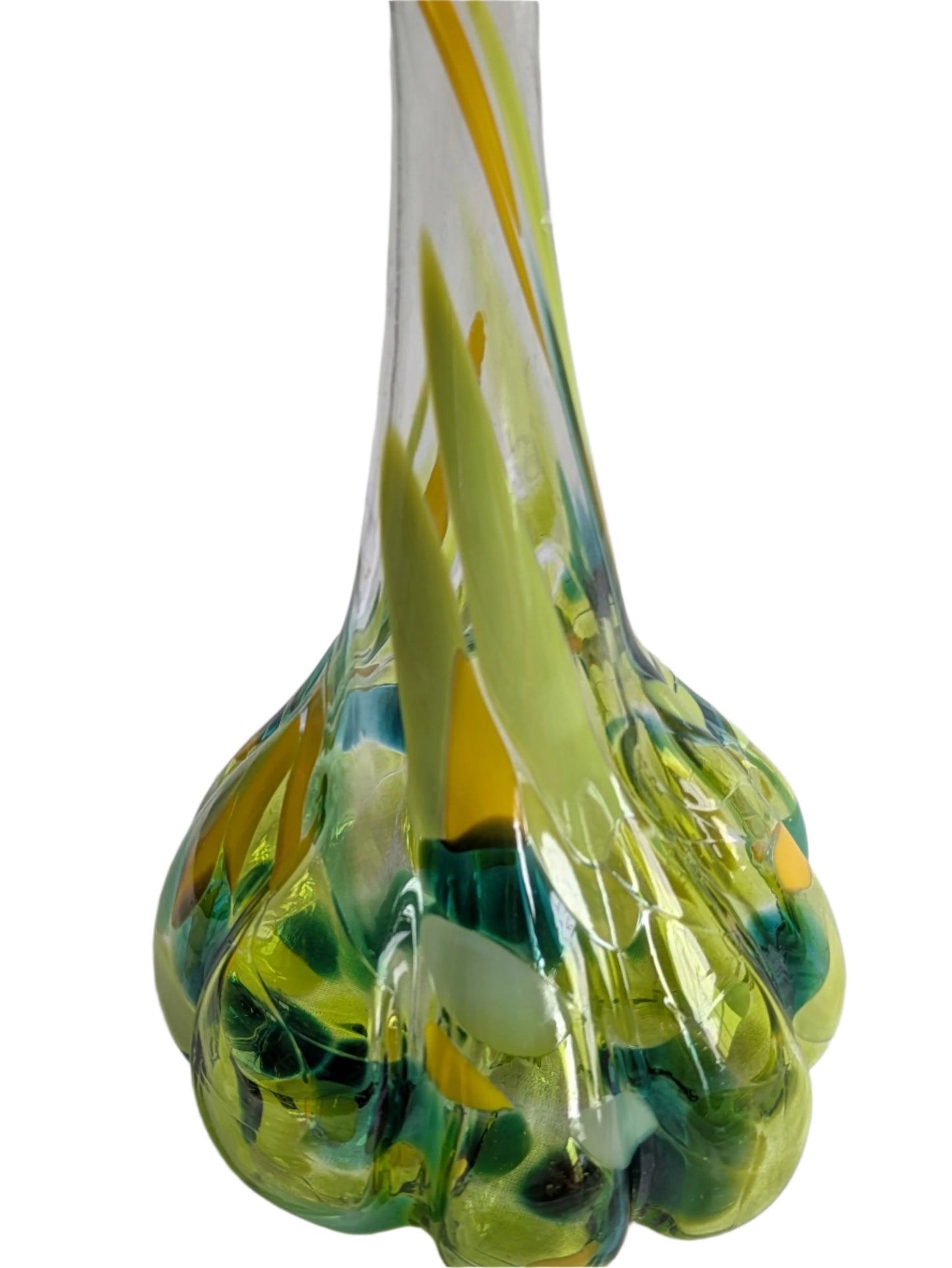Green Hand-Blown Glass Mini Garlic Vase – Unique Artisan Decor