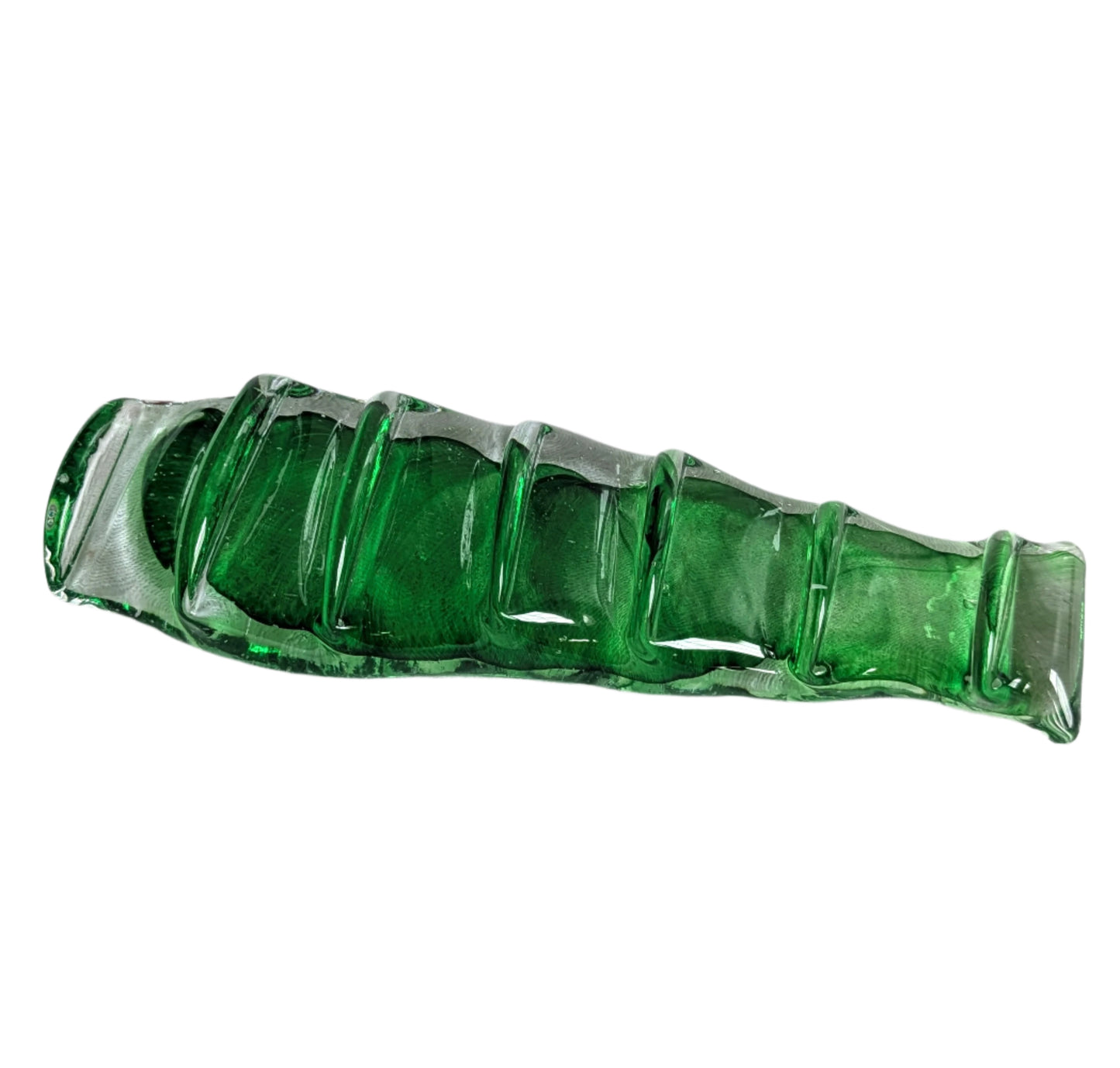 Green Hand-Blown Glass Silverware Holder – Elegant Artisan Dining Decor