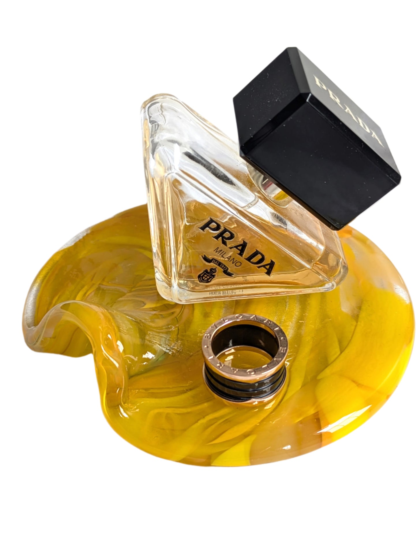 Yellow Hand-Blown Glass Wavy Tray – Artisan Decorative & Serving Dish