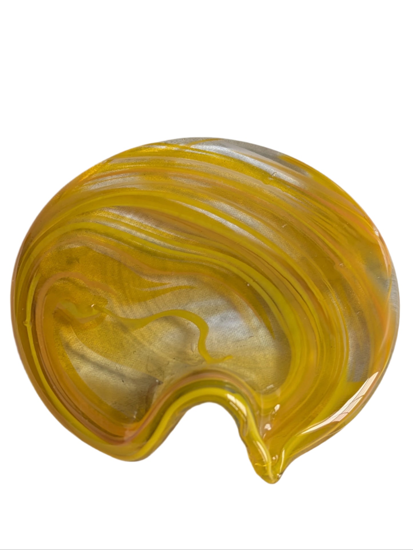 Yellow Hand-Blown Glass Wavy Tray – Artisan Decorative & Serving Dish