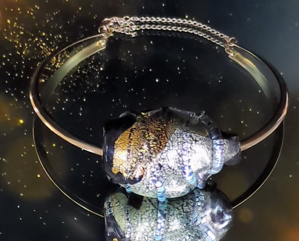 Gold Hand-Blown Glass Balloon Necklace with Gold Collar – Artisan Elegance