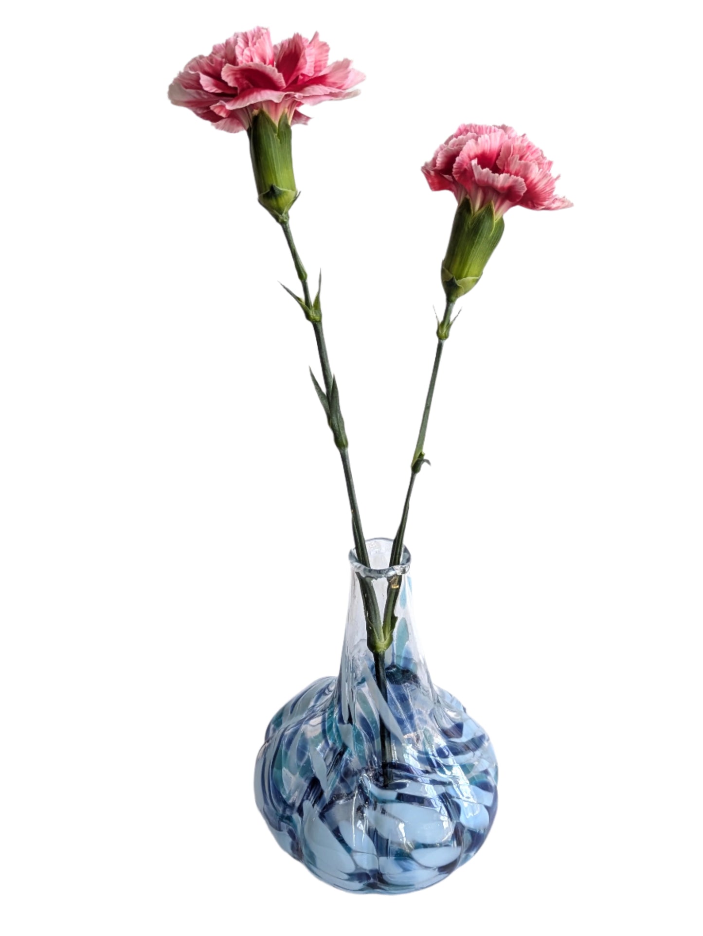 Blue Hand-Blown Glass Mini Garlic  Vase – Unique Artisan Decor