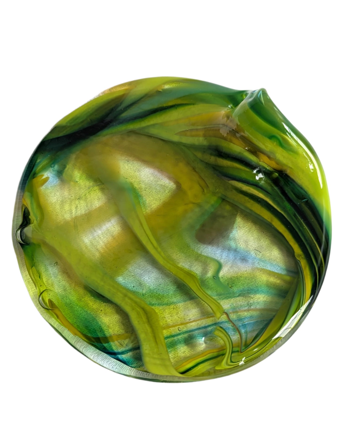 Green Hand-Blown Glass Wavy Tray – Artisan Decorative & Serving Dish