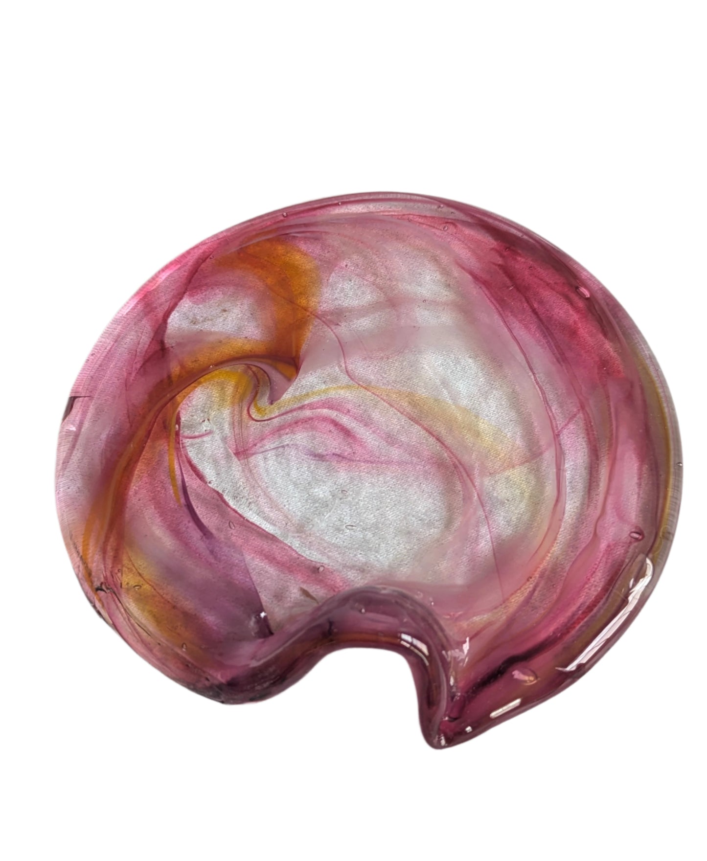Pink Hand-Blown Glass Wavy Tray – Artisan Decorative & Serving Dish